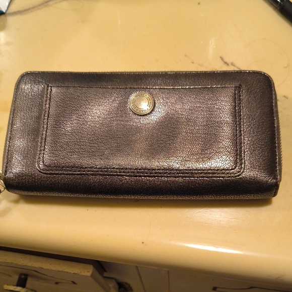 Coach Handbags - Zip Around Metallic Coach Wallet